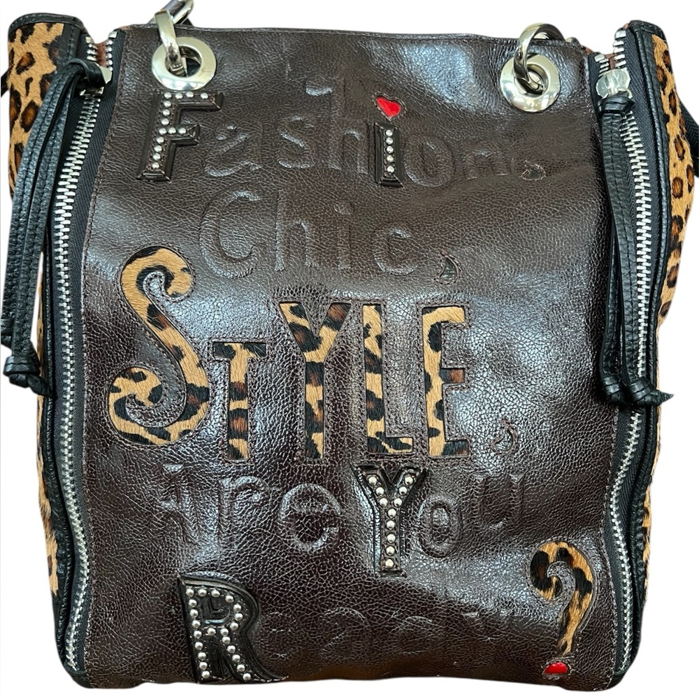 Brighton RARE 2013 DIVA Leather and Leopard Print Pony Hair Tote Shoulder Bag - Picture 3 of 16